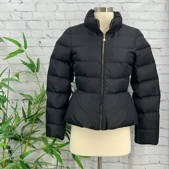 Kate Spade Black Peplum Puffer Jacket